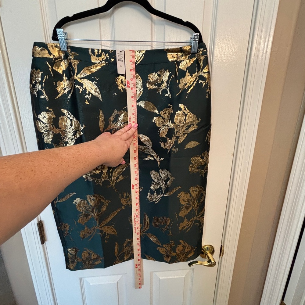 Talbots Floral Gold and Green Midi Skirt Women’s Size 16 New W Tags Femine - Picture 6 of 9